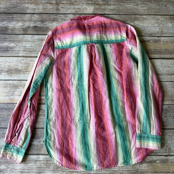 J. Crew Linen Rainbow Striped Shirt Sz 6 - Picture 2 of 9